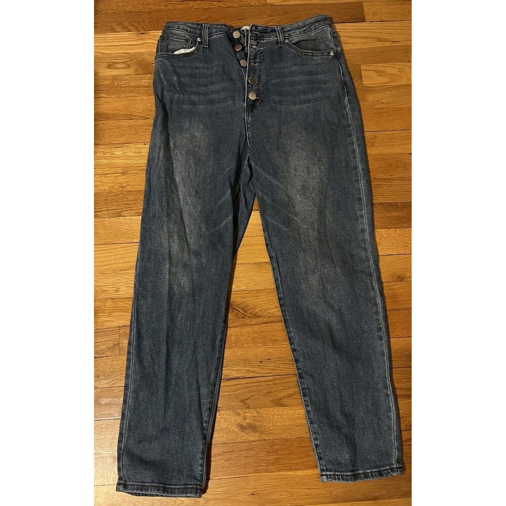 Abound Women's Blue Medium Wash Boyfriend Button Fly 5-Pocket Denim Jeans
